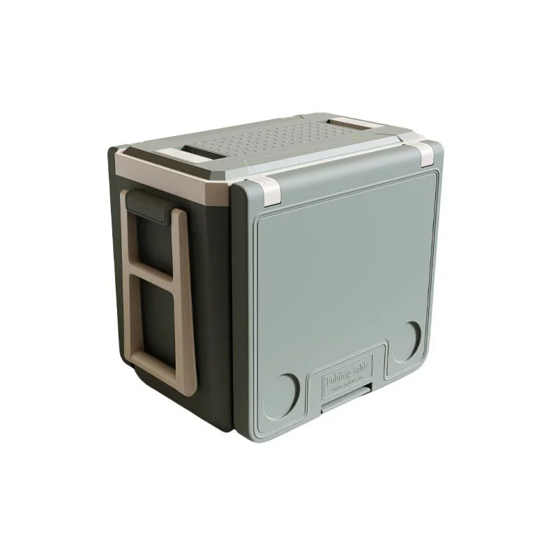 Camping Barbecue Portable Outdoor Refrigerator with Tables and Chairs Cooler Box Plastic Beer Fruit Ice High-quality 32l Green