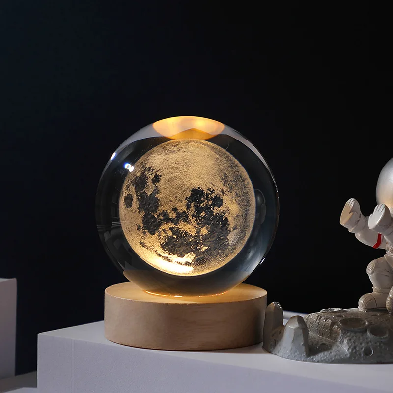 Оптовая продажа ночник 3d внутреннее украшение маленький хрустальный шар светящийся с