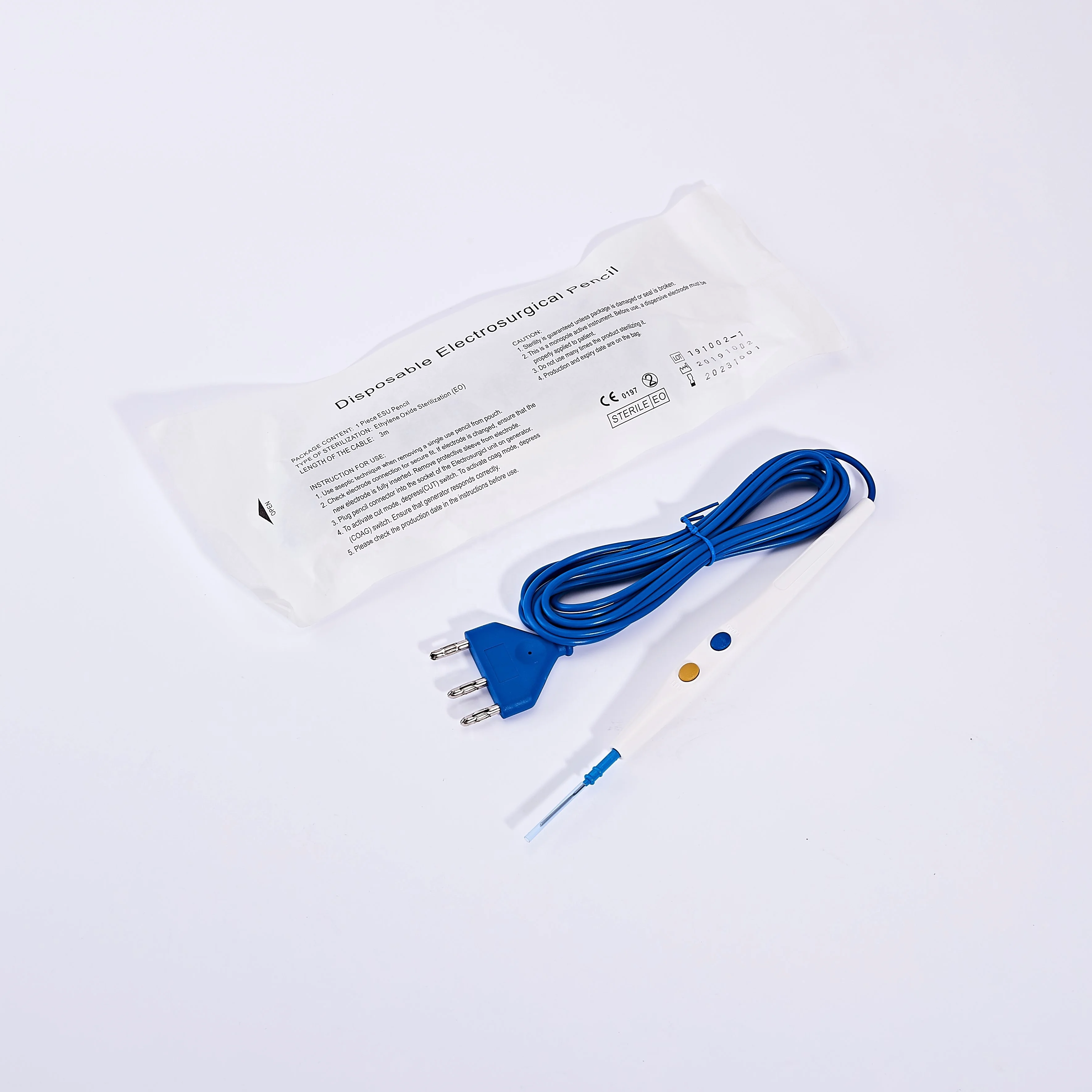 Medical Sterile Diathermy ESU Disposable Electrosurgical Pencil With 2 Button