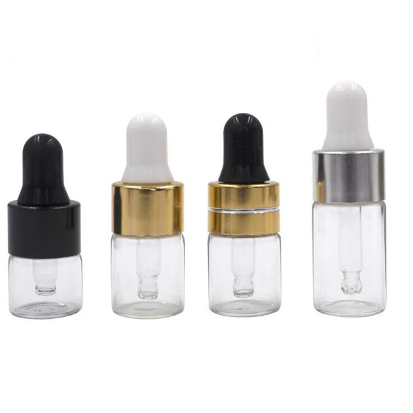 
1ml 2ml 3ml Glass Dropper Bottle Empty Sample Vial Glass Eye Dropper Liquid Perfume Essential Oil Bottles with Glass pipette 