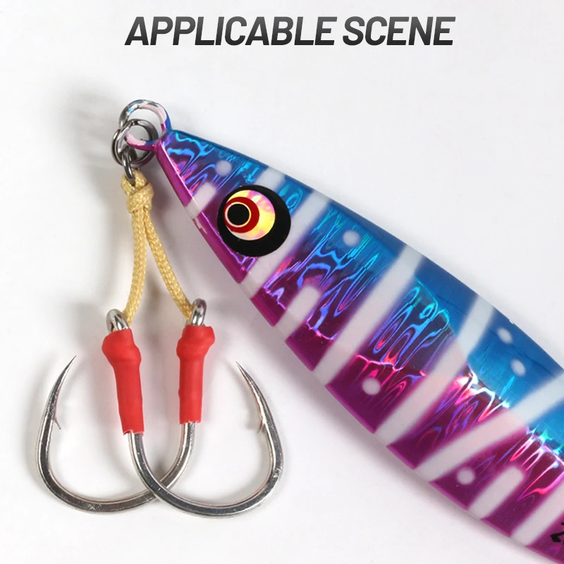 New 2/0 3/0 5/0 7/0 9/0 11/0 High Carbon Steel Fishing Hook Assist Jigging Hook Saltwater With Kevlar-fiber