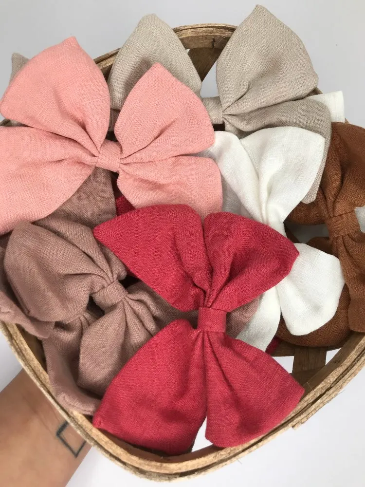 Индивидуальные Логотип Упаковку из хлопка и льна для волос лук заколки в морском стиле с бантом для маленьких девочек, женские аксессуары для волос