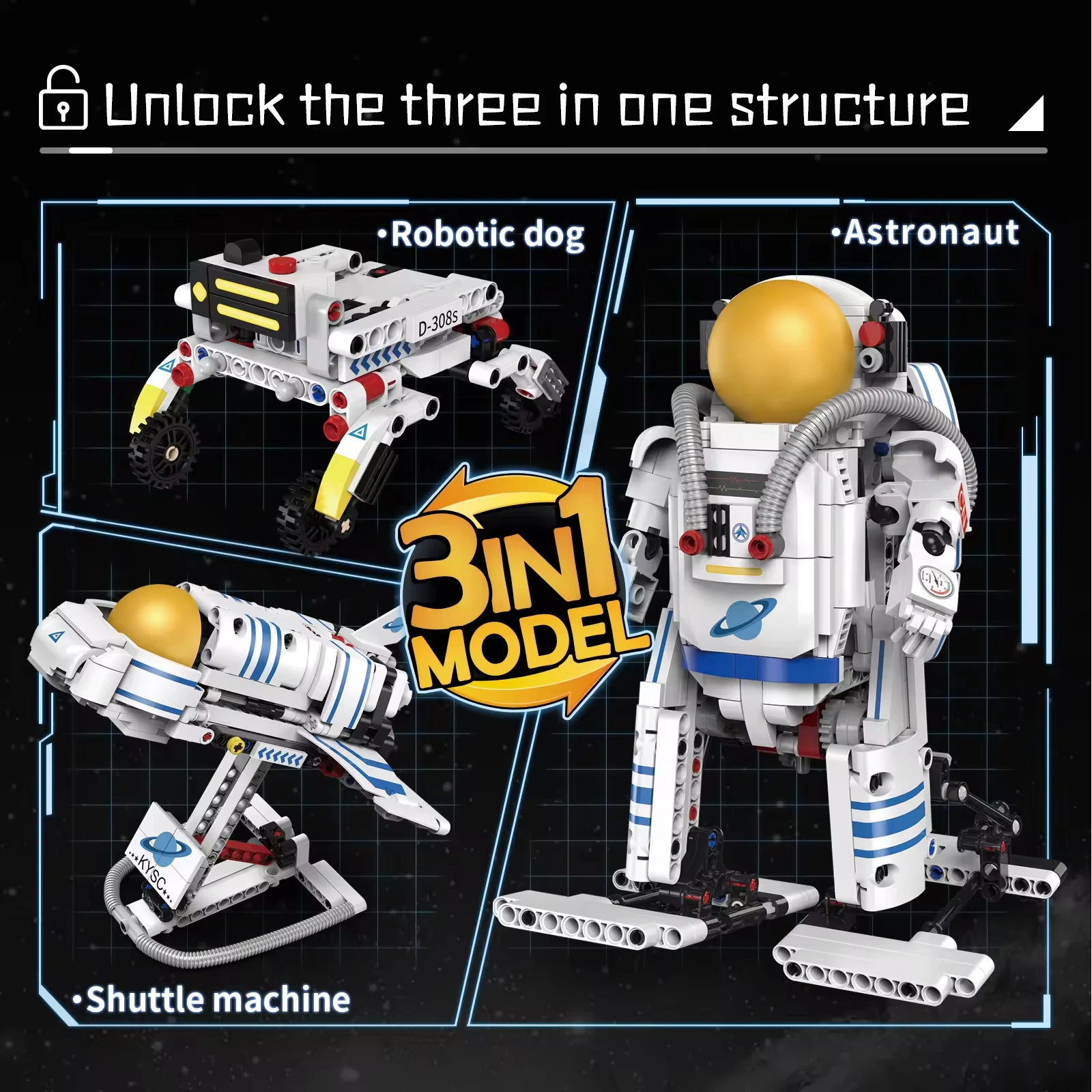 Programming App Control Intelligent Robot Building Block Set 3 in 1 Spaceman Adventure Model Bricks Toys