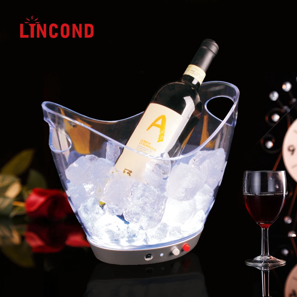 Plastic Acrylic 3.5L rechargeable led light beer ice buckets