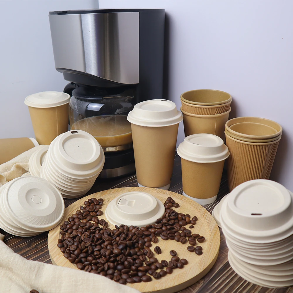 100% Biodegradable Compostable Coffee Paper Cup Dome Lids Cover