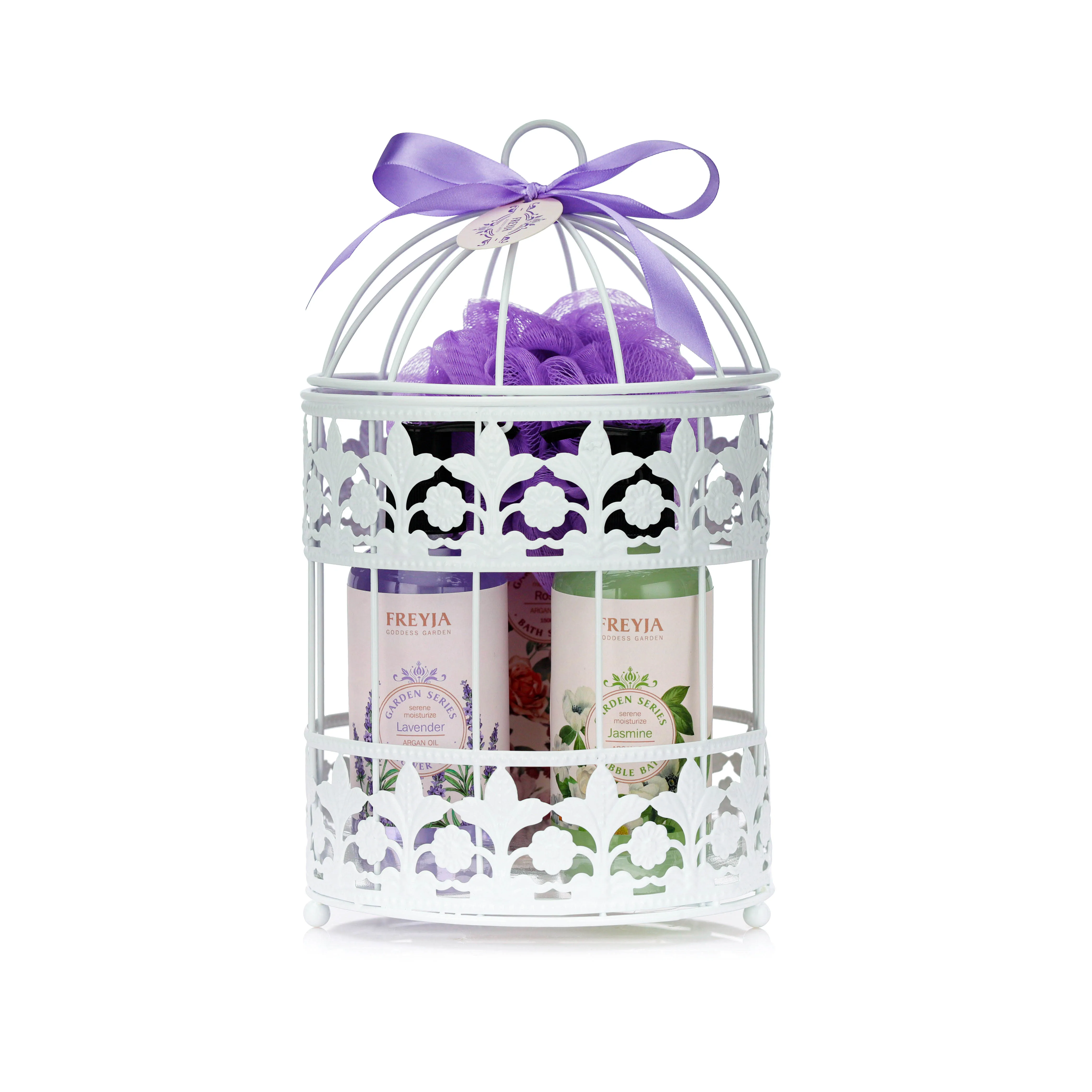 New lavender design women 240ml shower gel bubble bath 150g bath salts spa gift sets with iron shelf