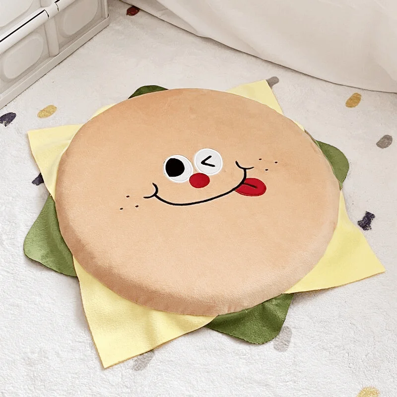 Plush Pet Hamburger Dog Gnaw Bite Vocalize Interactive Burger Toy