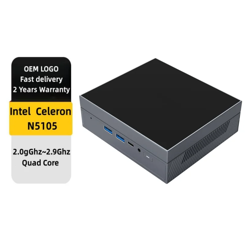 2023 OEM LOGO New Mini Pc Intel Celeron N5105 CPU Mini Desktop Computer Win11 Pro OS 8GB DDR4 128GB SSD Mini Gaming PC