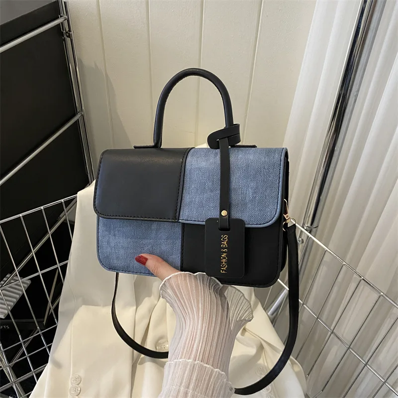 Wholesale Splice Shoulder Bags Fashion PU Leather Ladies Handbags Square Underarm Crossbody Bag Block