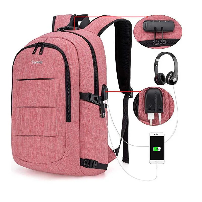 Travel Laptop Backpack Water Resistant Anti-Theft Bag with USB Charging Port and Lock 14/15.6 Inch Computer Business Backpack