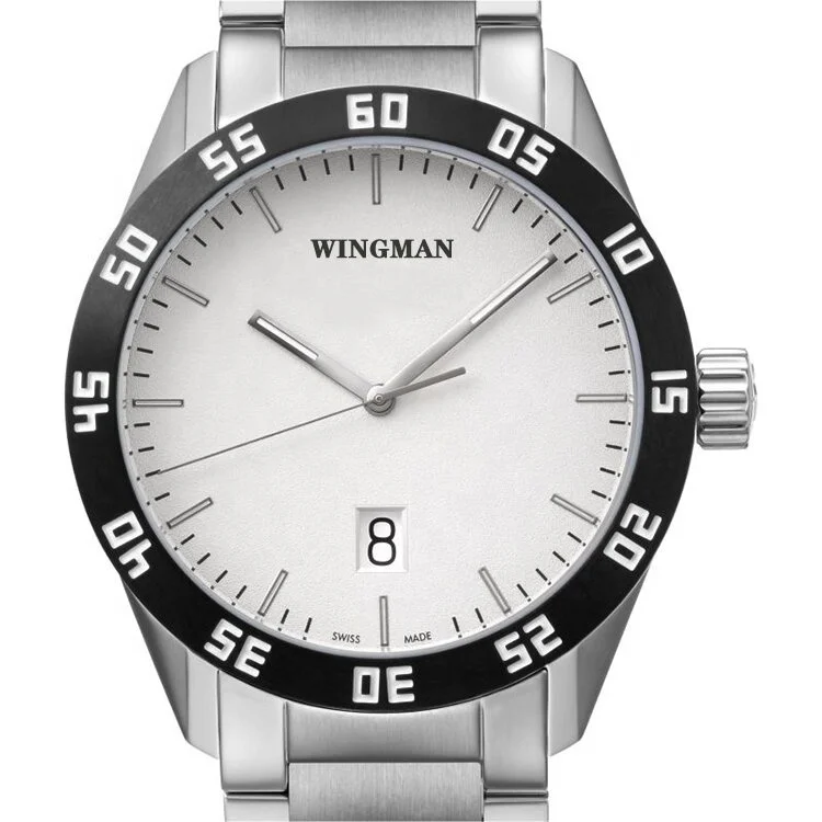 Mens Ceramics Bezel Wristwatch WINGMAN Brand  Luxury Stainless Steel  Strap Men Switzerland Movement Diver  Watch Customized