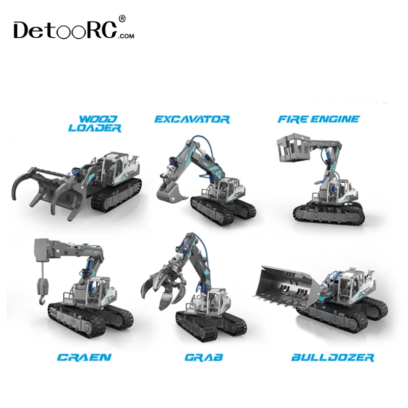 Detoo stem diy hydraulic engineering toy educational toy 6 in 1 building blocks engineering toys for kids