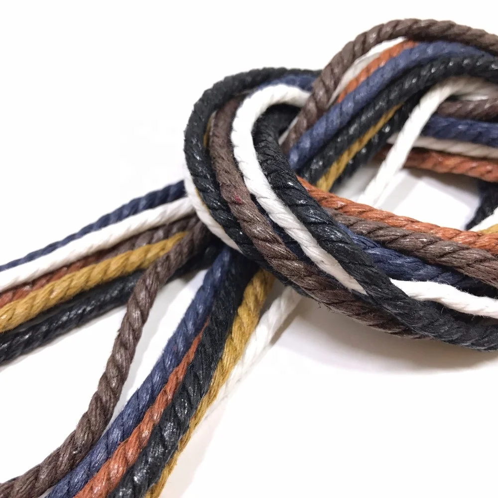 Free sample 3 strand waxed twist long shoe laces for boots