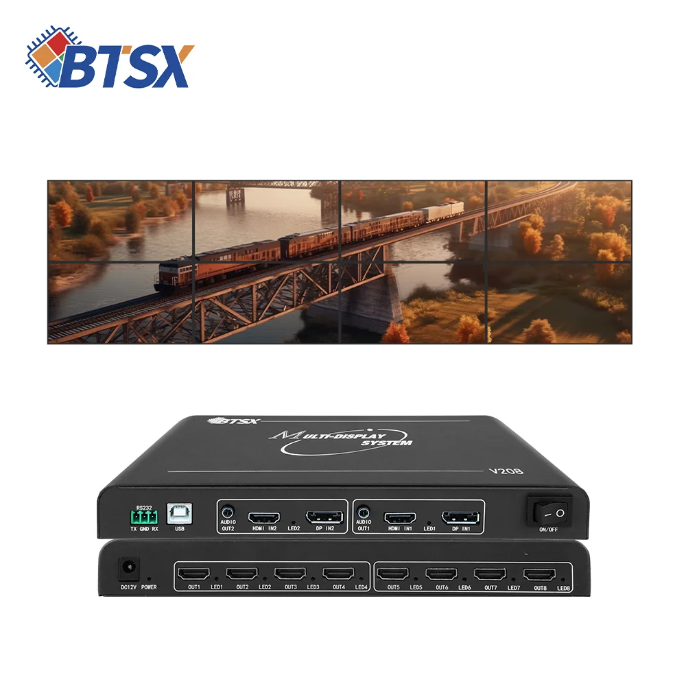 Bitvisus 8K 2x4 2x3 1x4 1x6 1x8 Point to Point HDMI DP HD Video Wall Controller 2x2