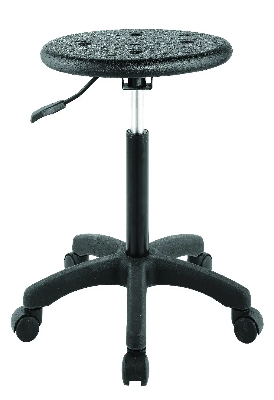 Round Swivel Stool with Wheels PU Leather Height Adjustable Stool for Laboratory,Black
