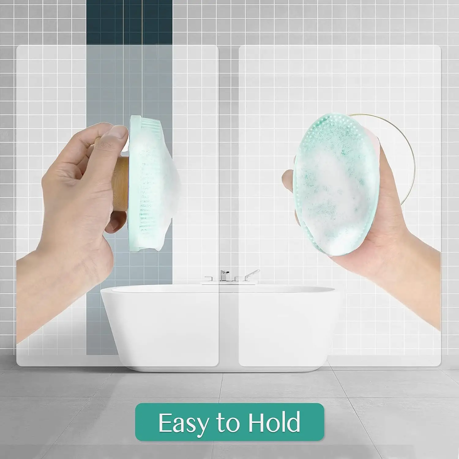 Private logo Bamboo Silicone Body head shampoo Scrubber Brush Shower Brush for Sensitive Skin of Man Woman Kids