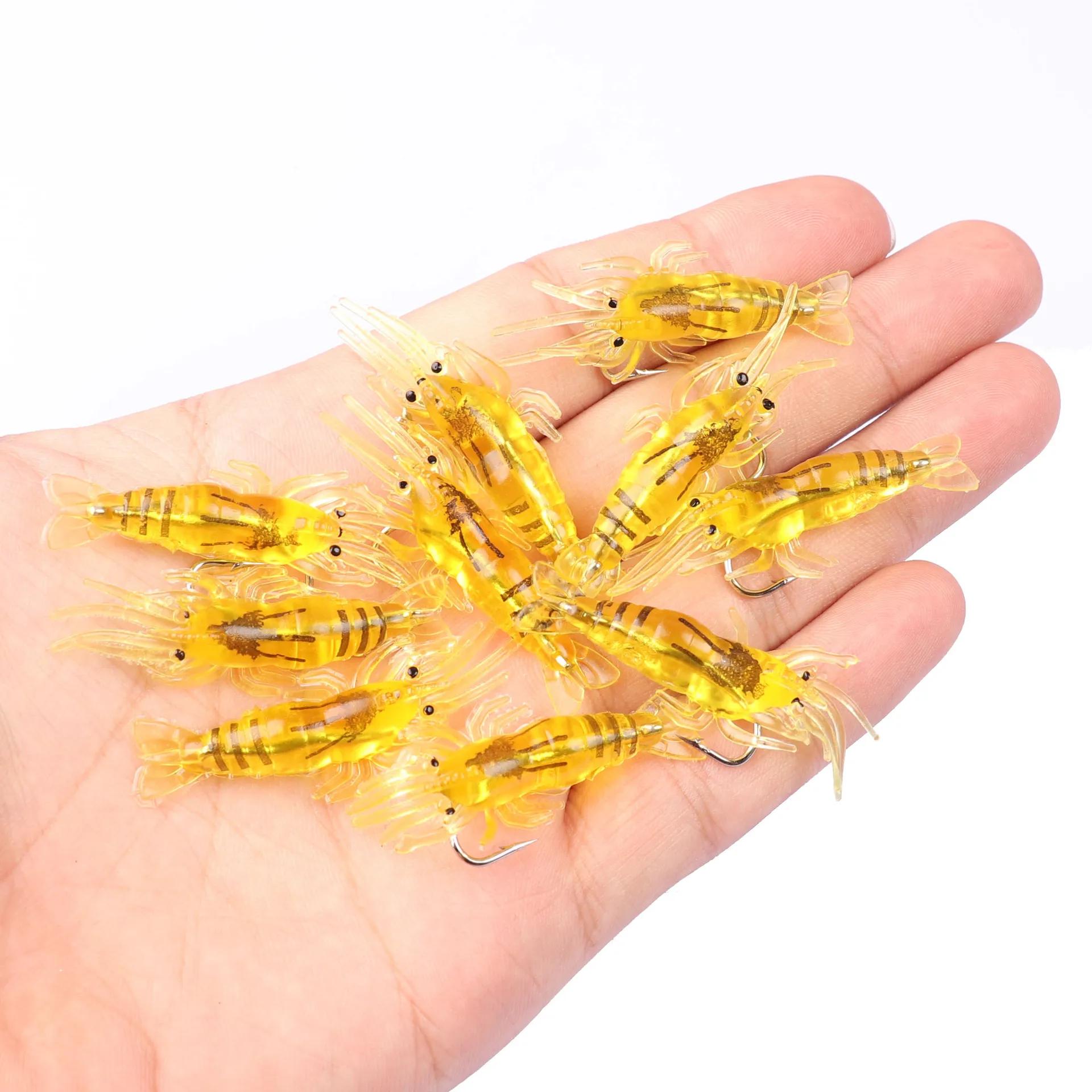 Luminous Shrimp for night fishing Lure 4cm Soft Prawn Shrimp Fishing Lure Bionic Artificial Bait With Lead Sea Fishing