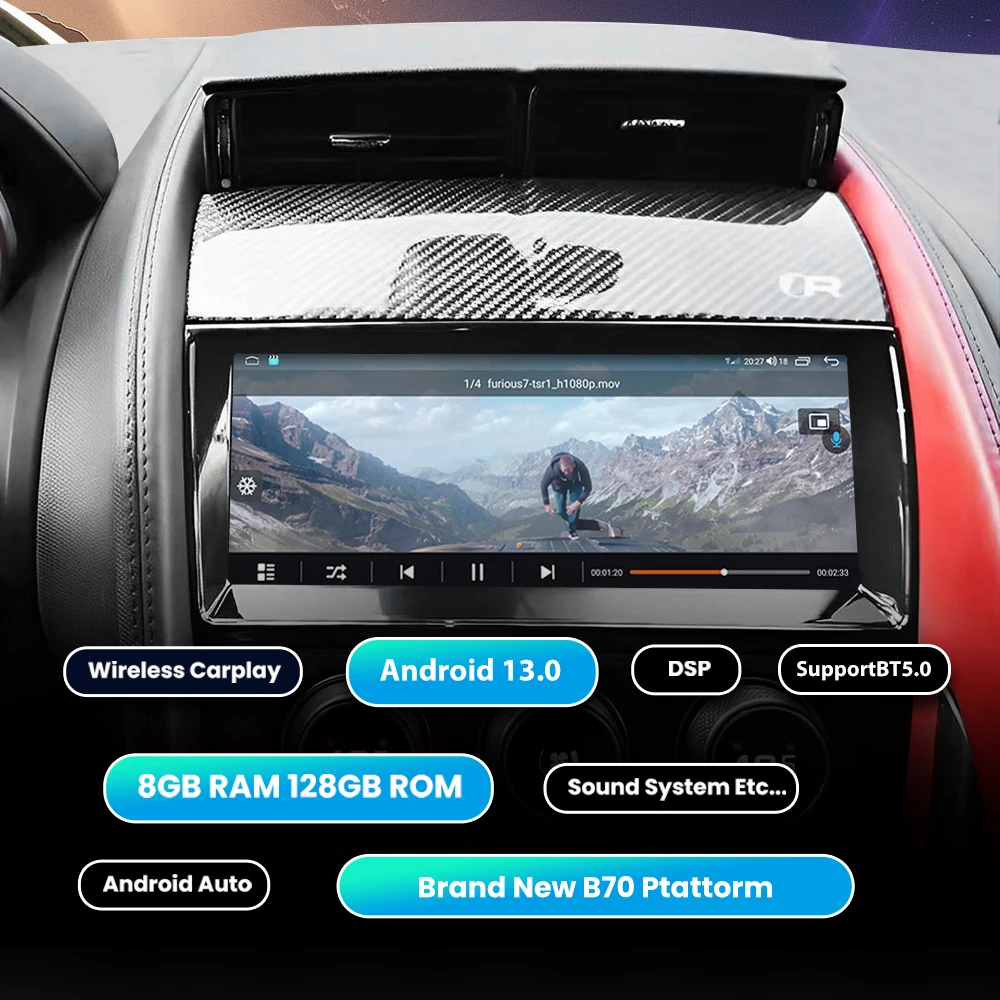 10.25' Carplay For Jaguar F-TYPE 2012-2015 Android 13 Car Stereo Multimedia Player GPS Wireless Auto Wireless HD Tonch Screen