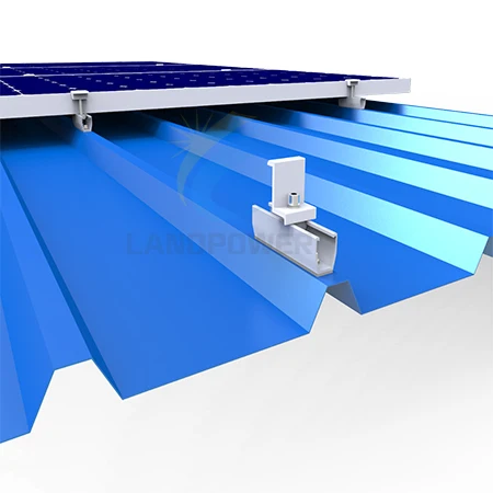 Solar panel mount trapezoidal corrugated metal roof solar mounting rib bracket clamp with solar U rail/end clamp/mid clamps