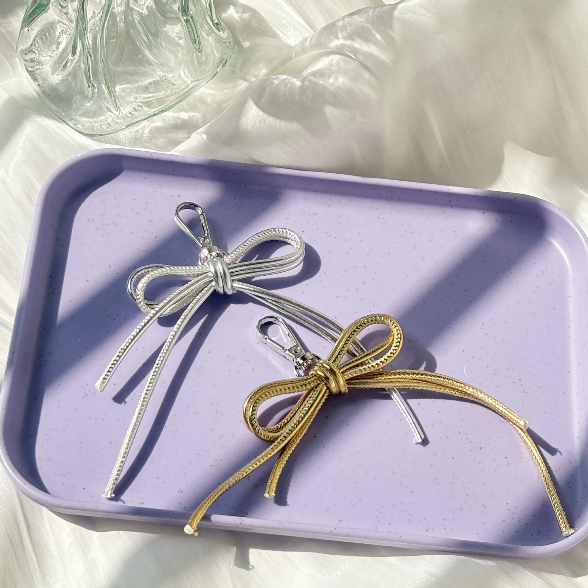 PU Simple Rope Knot Bow Knot Key Ring Hanging Bag Pendant  Cute Car Key Keychain