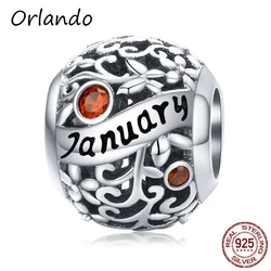 925 sterling silver charm twelve birthstone beads for bracelet DIY Women Jewelry