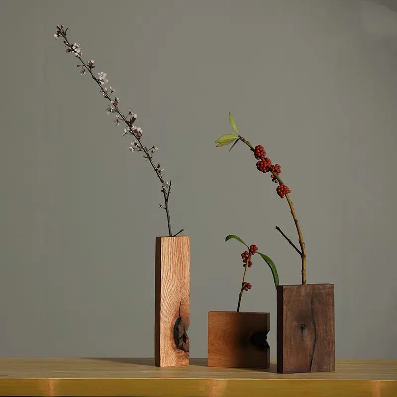 CSL  Natural Wood Flower Vases Home Decor wholesale customized Luxury Wood Vases