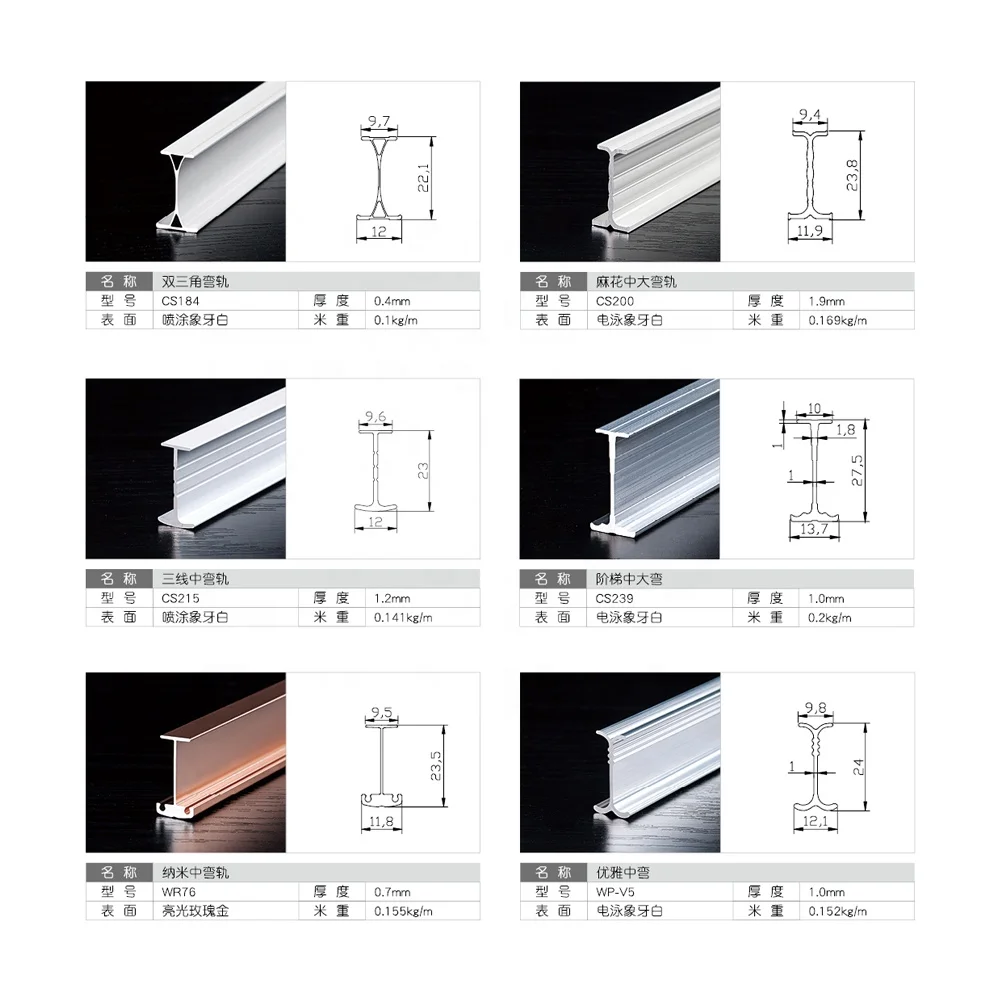 Extruded  Curved Aluminium Window Curtain Track Profile