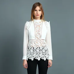 New Fashion Women Clothing Sexy White Top T-shirt Sleeves Crochet Lace Crop Top