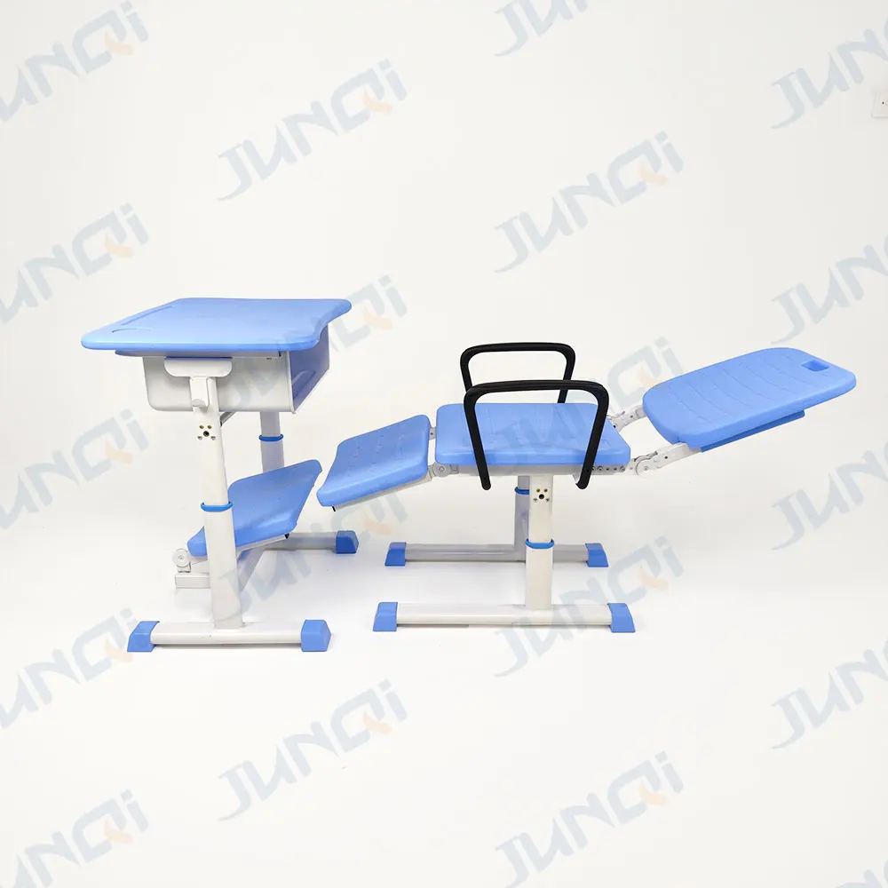 Junqi school furniture design wooden top Lie down student desks and chairs