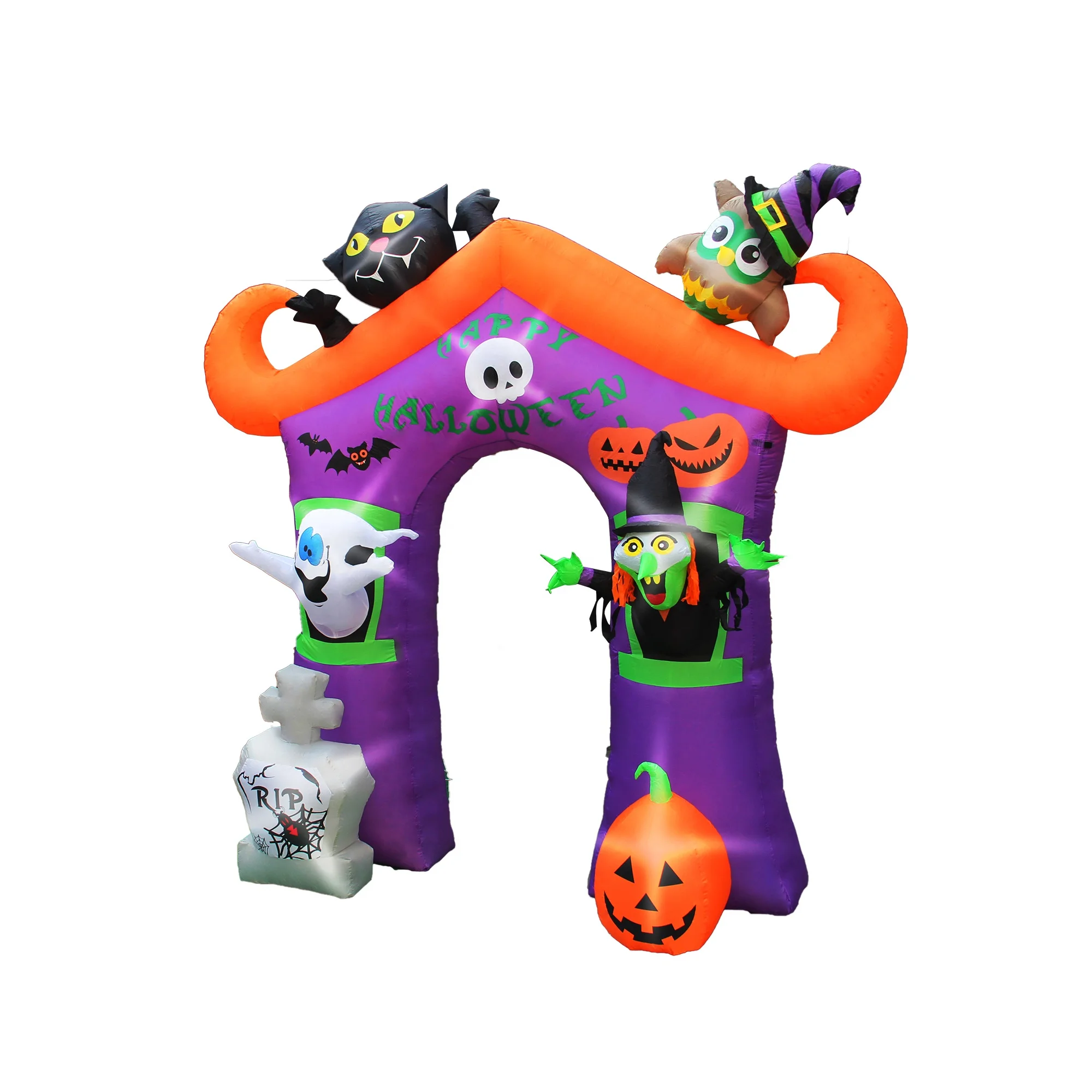 RTS Outdoor Yard Halloween Decorations Inflatable Arch Way Witch Black Cat Pumpkin Ghost
