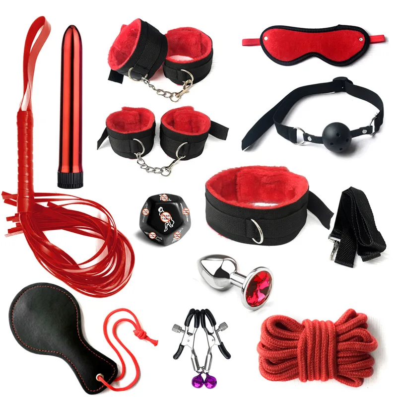 Drop Shipping Adult Sex BDSM Toys Fun Toy Neck Bandage Handcuffs Cuffs Kit Strap Whip Rope Adult Sex Toys