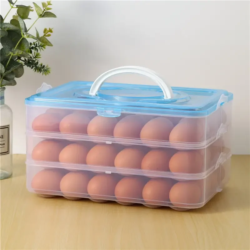 Large portable refrigerator food eggs storage box 24 egg tray kitchen dust-proof storage box with cover