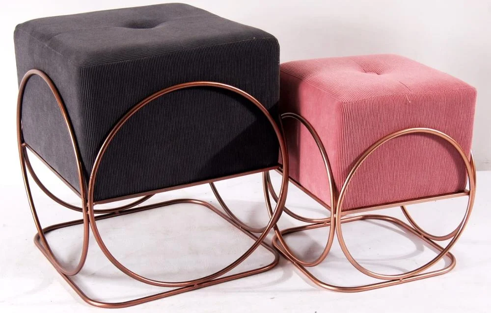 
Wholesale New Style Velvet Surface Living Room and Bed Room Restaurant Modern Bar Round Stool Ottoman 
