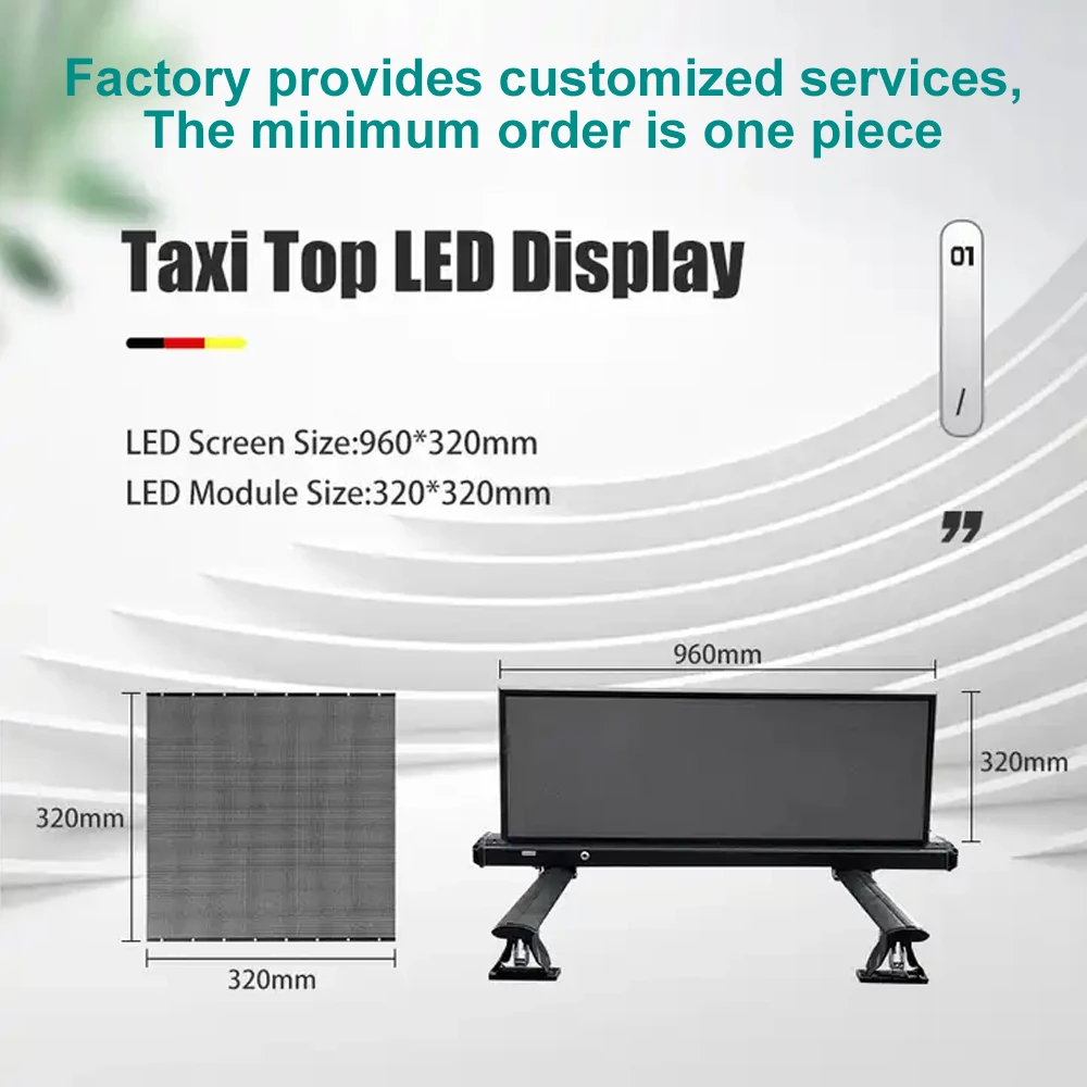 Taxi Text Top Led Display Waterproof Programmable Scrolling Message Sign Board Double Side Led Screen Outdoor Car Top Display
