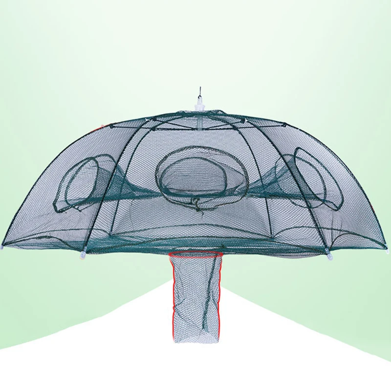 Portable Folding Fishing Net Multi Holes Umbrella Type Automatic Small Fish Trap Cage