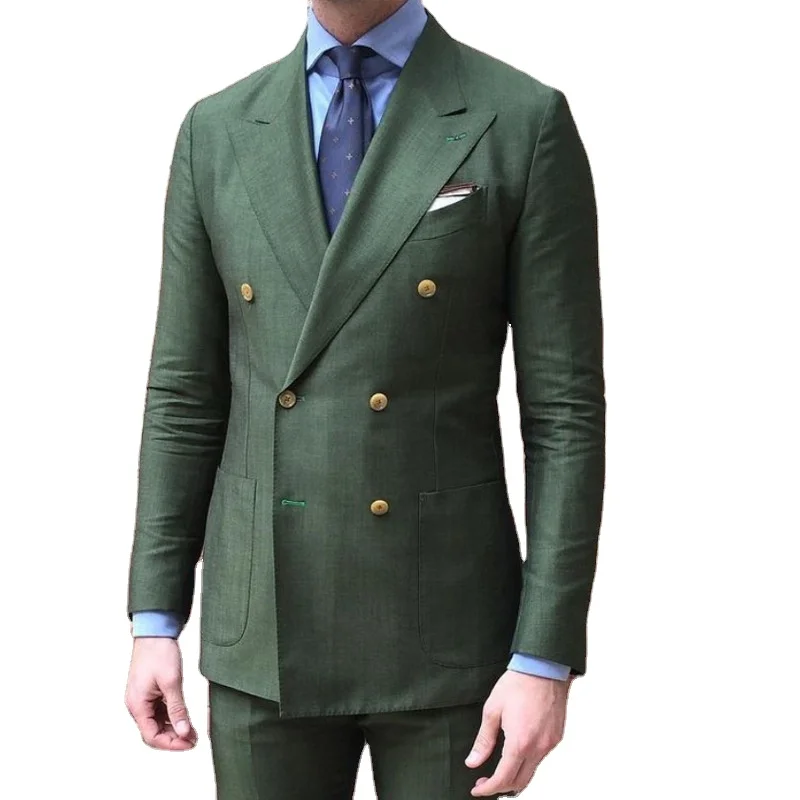 Europe and the United States elegant fashion cotton linen two-piece bridegroom best man wedding suit