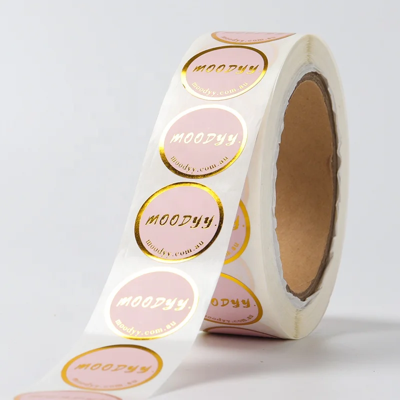 Custom printed waterproof pet logo round label stickers label with gold foil