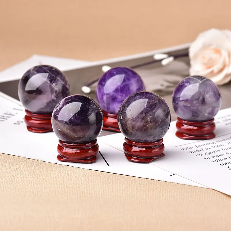 Natural Mineral Healing Stone Crystal Dream Amethyst Ball For Feng Shui Ornaments