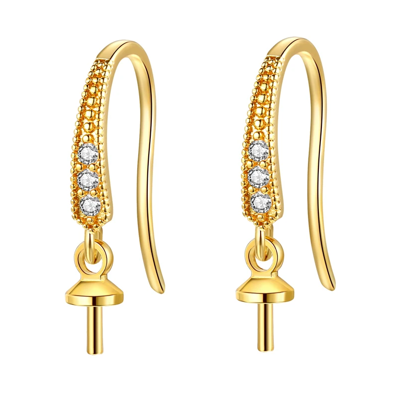 Factory direct sales Jewellery semi-finished product inlaid White zircon earring accessories gold silver earrings accessories