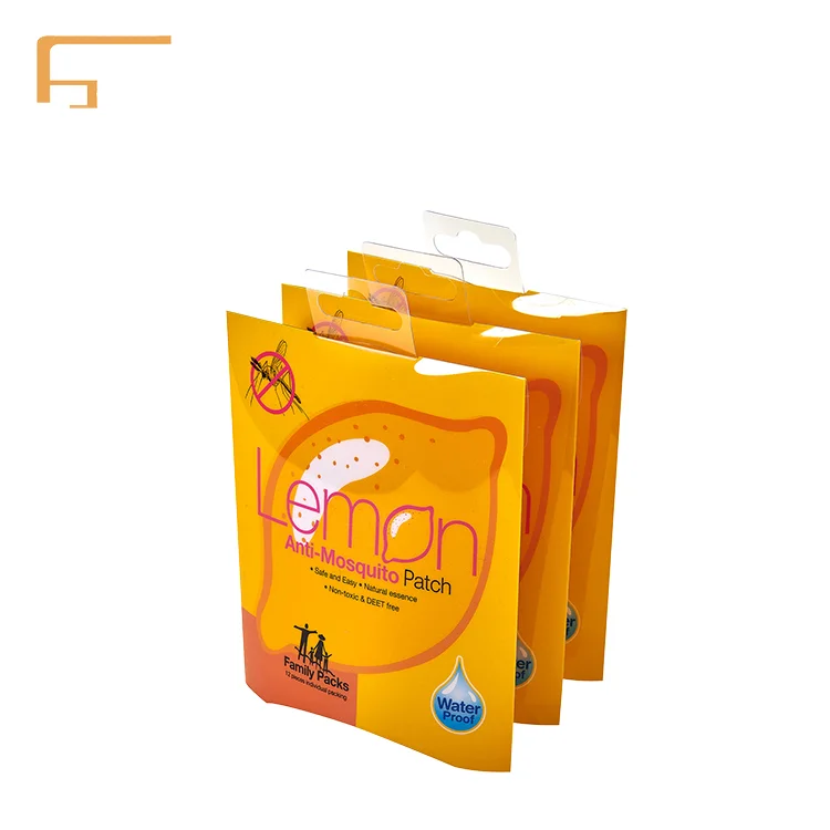 Custom Printed Lemon Pattern With Color Using CMYK Printing Process For Mosquito Repellent Sticker Packaging