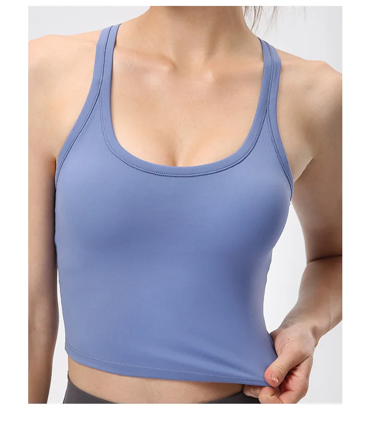 Wholesale Women Tank Top 2XL High Quality Padded Y-back Vest Sleeveless Compression Workout Crop Tops For Women