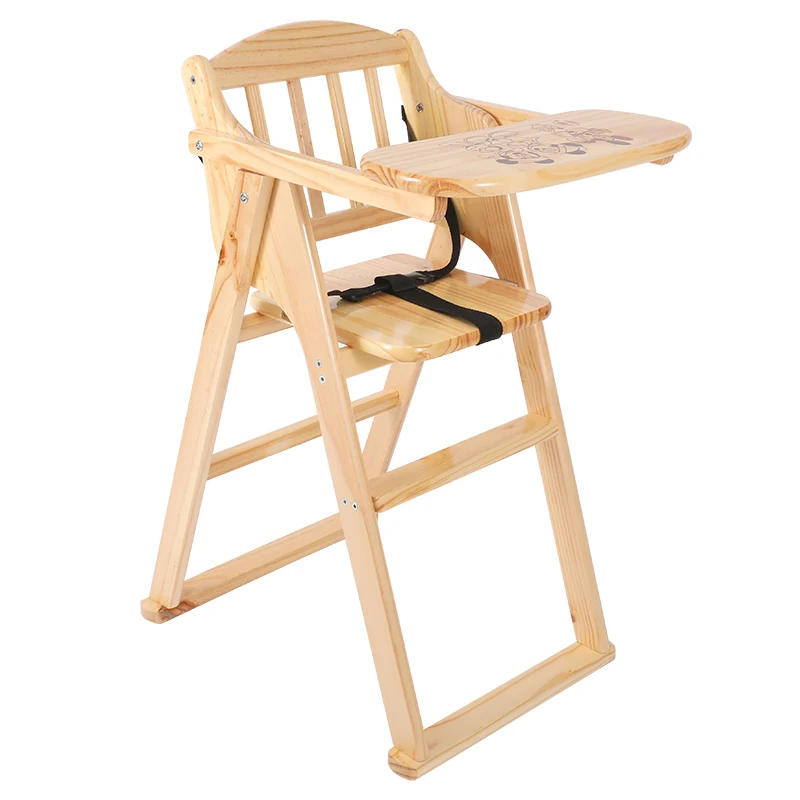 Kids Children Room Folding Wooden Eat High Dining Chair Baby Feeding Highchair Furniture