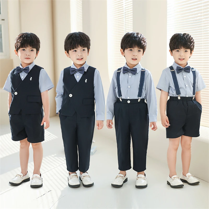 Children Summer Clothes Suit Flower Boys Wedding Dresses Kids Boys Formal Gentleman Suits For Birthday Party