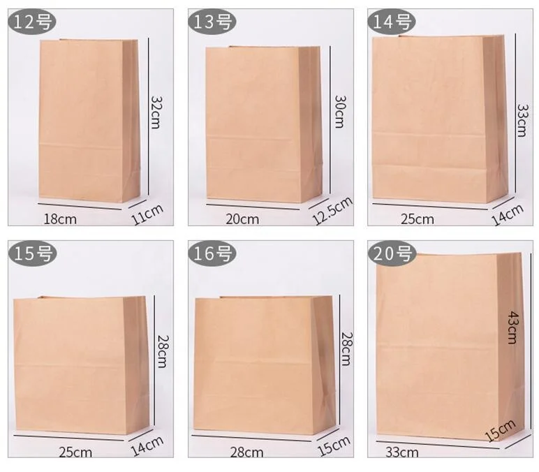 take away kraft paper bag for fruit vegetable bread packaging