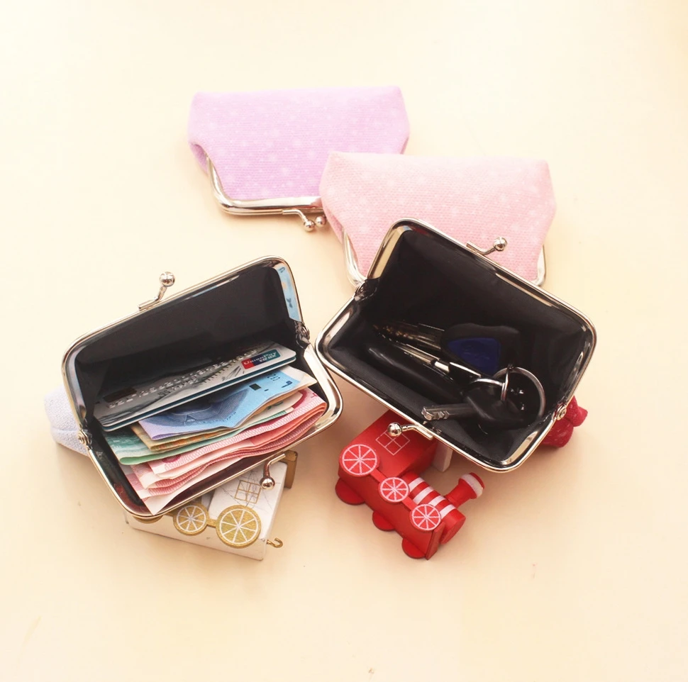 Promotional Wholesale Cheap 4 Inch Buckle Coin Purse Vintage Print Fabric Mini Card Bags Kids Lipstick Bag Clasp Clutch Wallets