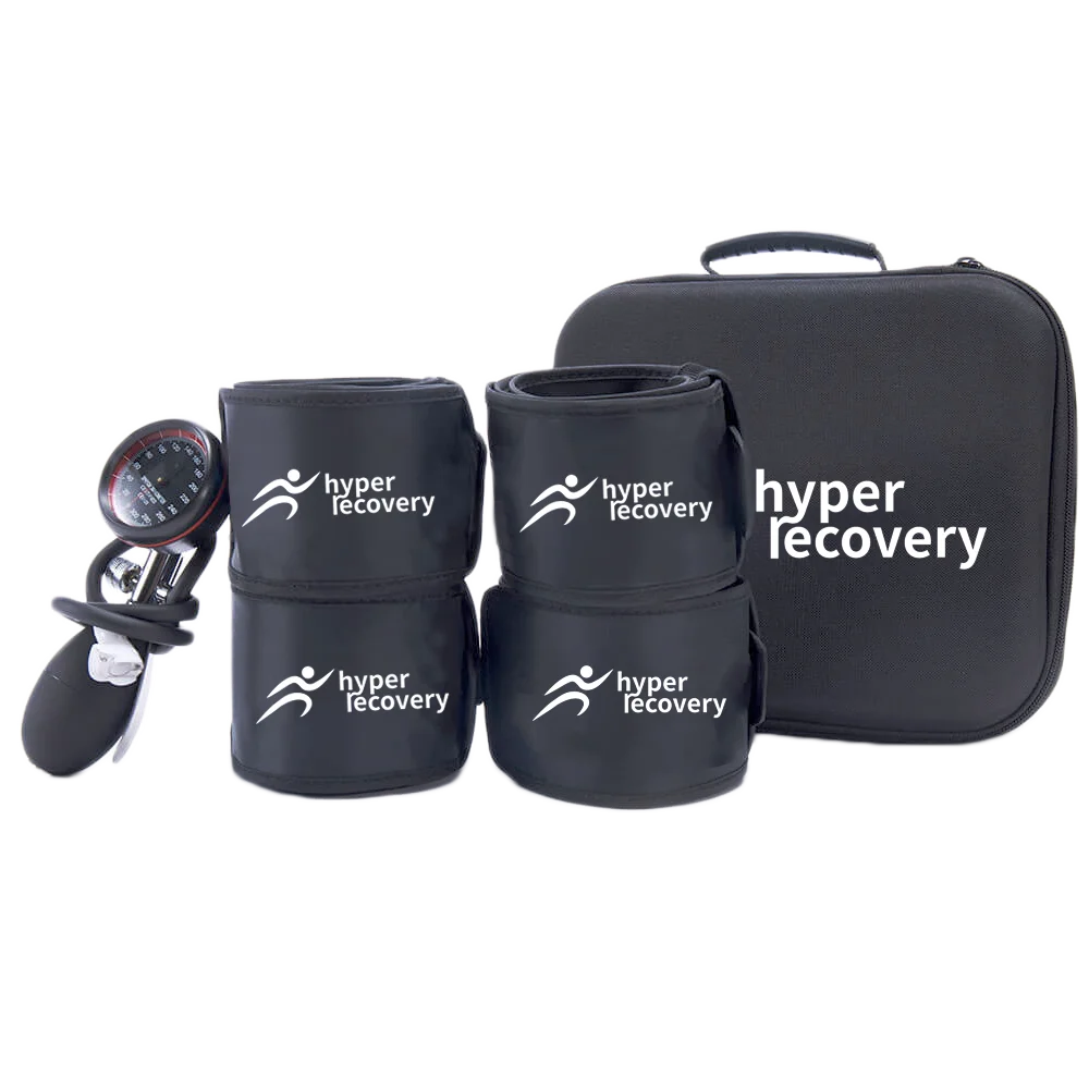 blood flow restricted BFR cuff pump physical therapy tool. Sports training weightlifting strength dropshipping hyper recovery