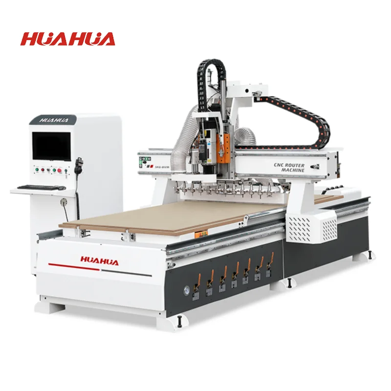 HUAHUA SKG-812M stable quality cnc router wood carving machine with linear type tool magazine