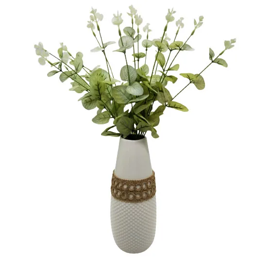 
2021 New Design Hammered White Flower Vase Ceramic Clay Vases White Square Vases 