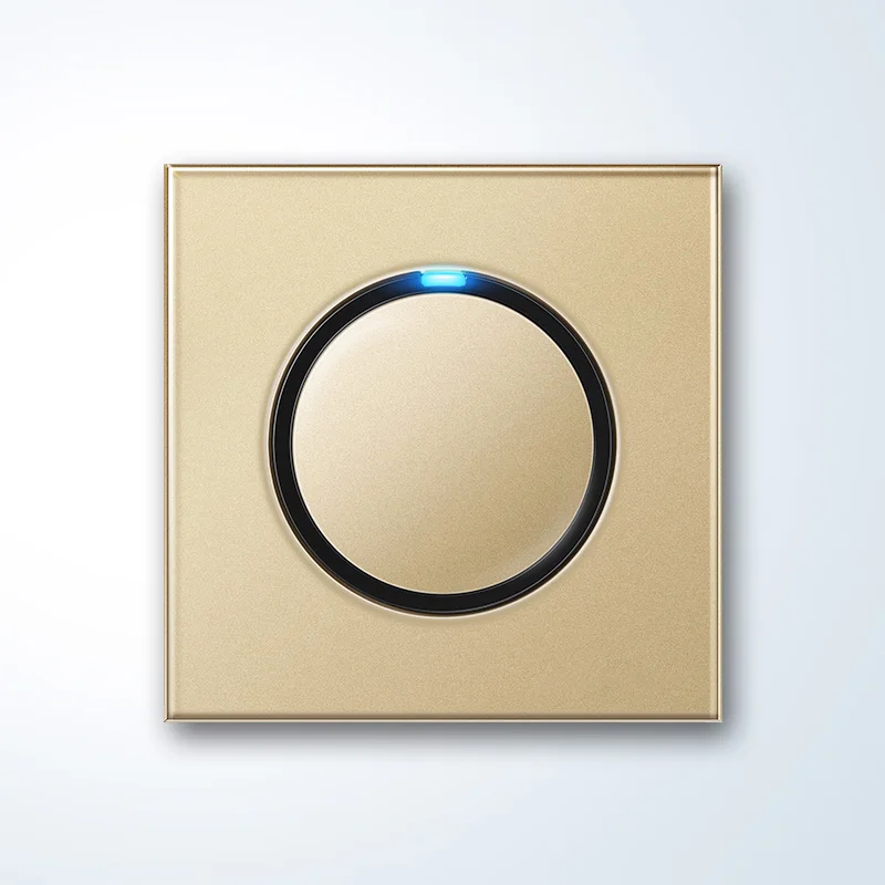 YINKA Black Tempered Glass Wall Light Switch Gold Wholesale Price EU Germany Warehouse White 16A 250V