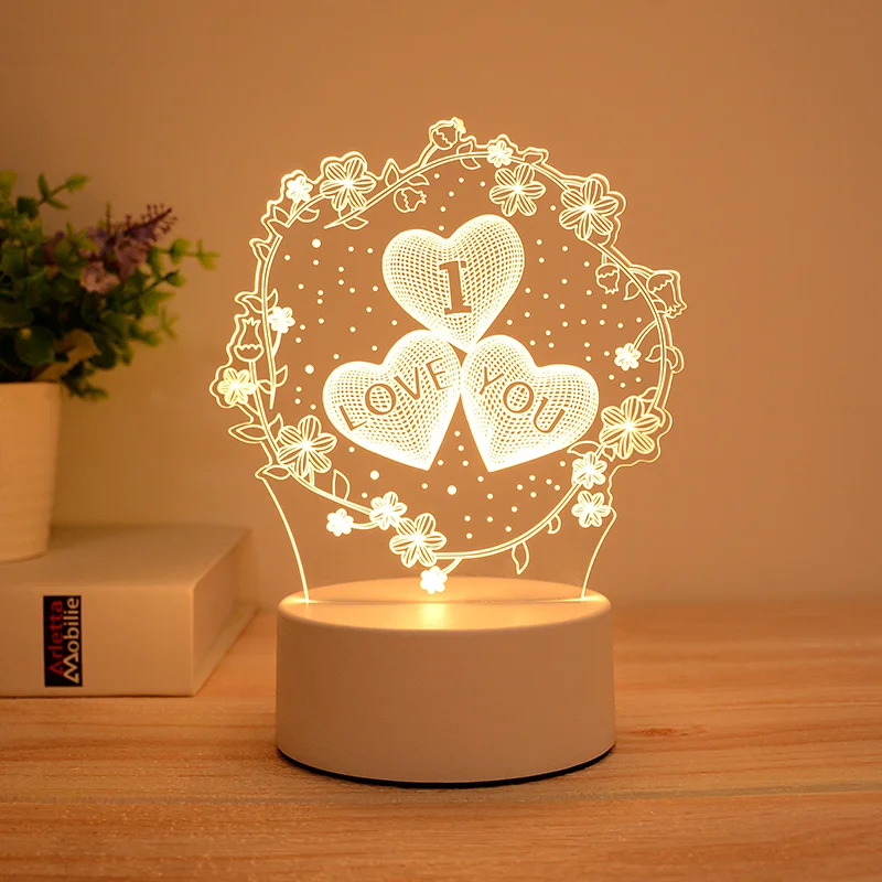 Lovely Anime 3d Illusion Night Light Multicolor Changing 3d Visual Led Night Light Electric Decoration Acrylic 15 White 60 80